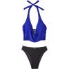 image:imageSUUKSESS Women Sexy Two Piece Bikini Set Halter Cowl Neck Bathing Suit201 Dark BlueBlack