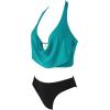 image:imageSUUKSESS Women Sexy Two Piece Bikini Set Halter Cowl Neck Bathing Suit201 Green BlueBlack