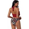 image:imageSUUKSESS Women Sexy Two Piece Bikini Set Halter Cowl Neck Bathing Suit201 Red Floral