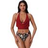 image:imageSUUKSESS Women Sexy Two Piece Bikini Set Halter Cowl Neck Bathing Suit201 Red Floral