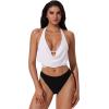 image:imageSUUKSESS Women Sexy Two Piece Bikini Set Halter Cowl Neck Bathing Suit201 WhiteBlack