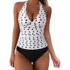 image:imageSUUKSESS Women Sexy Halter Tankini Bathing Suits Slimming Tummy Control High Waisted Swimsuits 2 Piece06 White Black Polka Dot