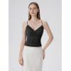 image:imageSUUKSESS Women Sexy Lace Padded Tank Tops Double Lined V Neck Y2k Going Out TopBlack