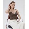 image:imageSUUKSESS Women Sexy Lace Padded Tank Tops Double Lined V Neck Y2k Going Out TopBrown