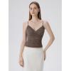 image:imageSUUKSESS Women Sexy Lace Padded Tank Tops Double Lined V Neck Y2k Going Out TopBrown