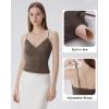 image:imageSUUKSESS Women Sexy Lace Padded Tank Tops Double Lined V Neck Y2k Going Out TopBrown