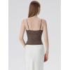 image:imageSUUKSESS Women Sexy Lace Padded Tank Tops Double Lined V Neck Y2k Going Out TopBrown