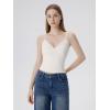 image:imageSUUKSESS Women Sexy Lace Padded Tank Tops Double Lined V Neck Y2k Going Out TopCream White