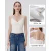 image:imageSUUKSESS Women Sexy Lace Padded Tank Tops Double Lined V Neck Y2k Going Out TopCream White