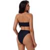 image:imageSUUKSESS Women Sexy High Waisted Bikini Set Cheeky 2 Piece Bandeau Bathing Suit205 BlackWhite