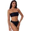 image:imageSUUKSESS Women Sexy High Waisted Bikini Set Cheeky 2 Piece Bandeau Bathing Suit205 BlackWhite