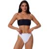 image:imageSUUKSESS Women Sexy High Waisted Bikini Set Cheeky 2 Piece Bandeau Bathing Suit205 BlackWhite