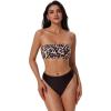 image:imageSUUKSESS Women Sexy High Waisted Bikini Set Cheeky 2 Piece Bandeau Bathing Suit205 LeopardBlack
