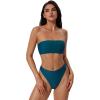 image:imageSUUKSESS Women Sexy High Waisted Bikini Set Cheeky 2 Piece Bandeau Bathing Suit205 Peacock Blue