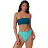 image:imageSUUKSESS Women Sexy High Waisted Bikini Set Cheeky 2 Piece Bandeau Bathing Suit205 Peacock Blue