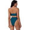 image:imageSUUKSESS Women Sexy High Waisted Bikini Set Cheeky 2 Piece Bandeau Bathing Suit205 Peacock Blue
