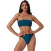 image:imageSUUKSESS Women Sexy High Waisted Bikini Set Cheeky 2 Piece Bandeau Bathing Suit205 Peacock Blue