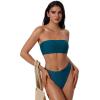 image:imageSUUKSESS Women Sexy High Waisted Bikini Set Cheeky 2 Piece Bandeau Bathing Suit205 Peacock Blue