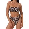 image:imageSUUKSESS Women Sexy High Waisted Bikini Set Cheeky 2 Piece Bandeau Bathing Suit205 LeopardBlack