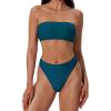 image:imageSUUKSESS Women Sexy High Waisted Bikini Set Cheeky 2 Piece Bandeau Bathing Suit205 Peacock Blue