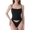 image:imageSUUKSESS Women Double Lined Lace Cami Tank Top Summer Padded Going Out Tops Basic Shirts01 Black