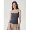 image:imageSUUKSESS Women Double Lined Lace Cami Tank Top Summer Padded Going Out Tops Basic Shirts04 Ash