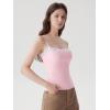 image:imageSUUKSESS Women Double Lined Lace Cami Tank Top Summer Padded Going Out Tops Basic Shirts05 Pink