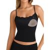 image:imageSUUKSESS Women Double Lined Lace Cami Tank Top Summer Padded Going Out Tops Basic Shirts01 Black