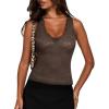 image:imageSUUKSESS Women Double Lined Lace V Neck Tank Top Summer Going Out Tops Sexy Trendy Shirts03 Brown