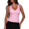 image:imageSUUKSESS Women Double Lined Lace V Neck Tank Top Summer Going Out Tops Sexy Trendy Shirts03 Pink