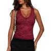 image:imageSUUKSESS Women Double Lined Lace V Neck Tank Top Summer Going Out Tops Sexy Trendy Shirts04 Wine