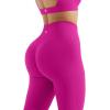 image:imageSUUKSESS 2 Piece Workout Sets for Women Long Sleeve Gym Sets Woman Butt Lifting Leggings Open Back Crop Tops2 Hot Pink