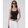 image:imageSUUKSESS Women Built in Bra Scoop Neck Tank Tops Double Lined Summer Going Out Camisole TopsBlack