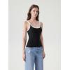 image:imageSUUKSESS Women Built in Bra Scoop Neck Tank Tops Double Lined Summer Going Out Camisole TopsBlack White
