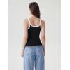image:imageSUUKSESS Women Built in Bra Scoop Neck Tank Tops Double Lined Summer Going Out Camisole TopsBlack White