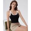 image:imageSUUKSESS Women Built in Bra Scoop Neck Tank Tops Double Lined Summer Going Out Camisole TopsBlack White