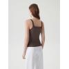 image:imageSUUKSESS Women Built in Bra Scoop Neck Tank Tops Double Lined Summer Going Out Camisole TopsBrown