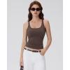 image:imageSUUKSESS Women Built in Bra Scoop Neck Tank Tops Double Lined Summer Going Out Camisole TopsBrown