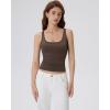 image:imageSUUKSESS Women Built in Bra Scoop Neck Tank Tops Double Lined Summer Going Out Camisole TopsBrown