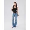 image:imageSUUKSESS Women Built in Bra V Neck Tank Tops Double Lined Summer Going Out Camisole TopsBlack