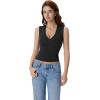 image:imageSUUKSESS Women Built in Bra V Neck Tank Tops Double Lined Summer Going Out Camisole TopsBlack