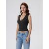 image:imageSUUKSESS Women Built in Bra V Neck Tank Tops Double Lined Summer Going Out Camisole TopsBlack