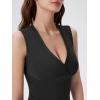 image:imageSUUKSESS Women Built in Bra V Neck Tank Tops Double Lined Summer Going Out Camisole TopsBlack