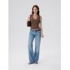 image:imageSUUKSESS Women Built in Bra V Neck Tank Tops Double Lined Summer Going Out Camisole TopsBrown