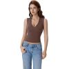 image:imageSUUKSESS Women Built in Bra V Neck Tank Tops Double Lined Summer Going Out Camisole TopsBrown