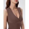 image:imageSUUKSESS Women Built in Bra V Neck Tank Tops Double Lined Summer Going Out Camisole TopsBrown