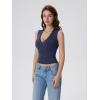 image:imageSUUKSESS Women Built in Bra V Neck Tank Tops Double Lined Summer Going Out Camisole TopsNavy Blue
