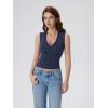 image:imageSUUKSESS Women Built in Bra V Neck Tank Tops Double Lined Summer Going Out Camisole TopsNavy Blue
