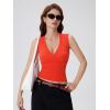 image:imageSUUKSESS Women Built in Bra V Neck Tank Tops Double Lined Summer Going Out Camisole TopsRed