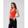 image:imageSUUKSESS Women Built in Bra V Neck Tank Tops Double Lined Summer Going Out Camisole TopsRed